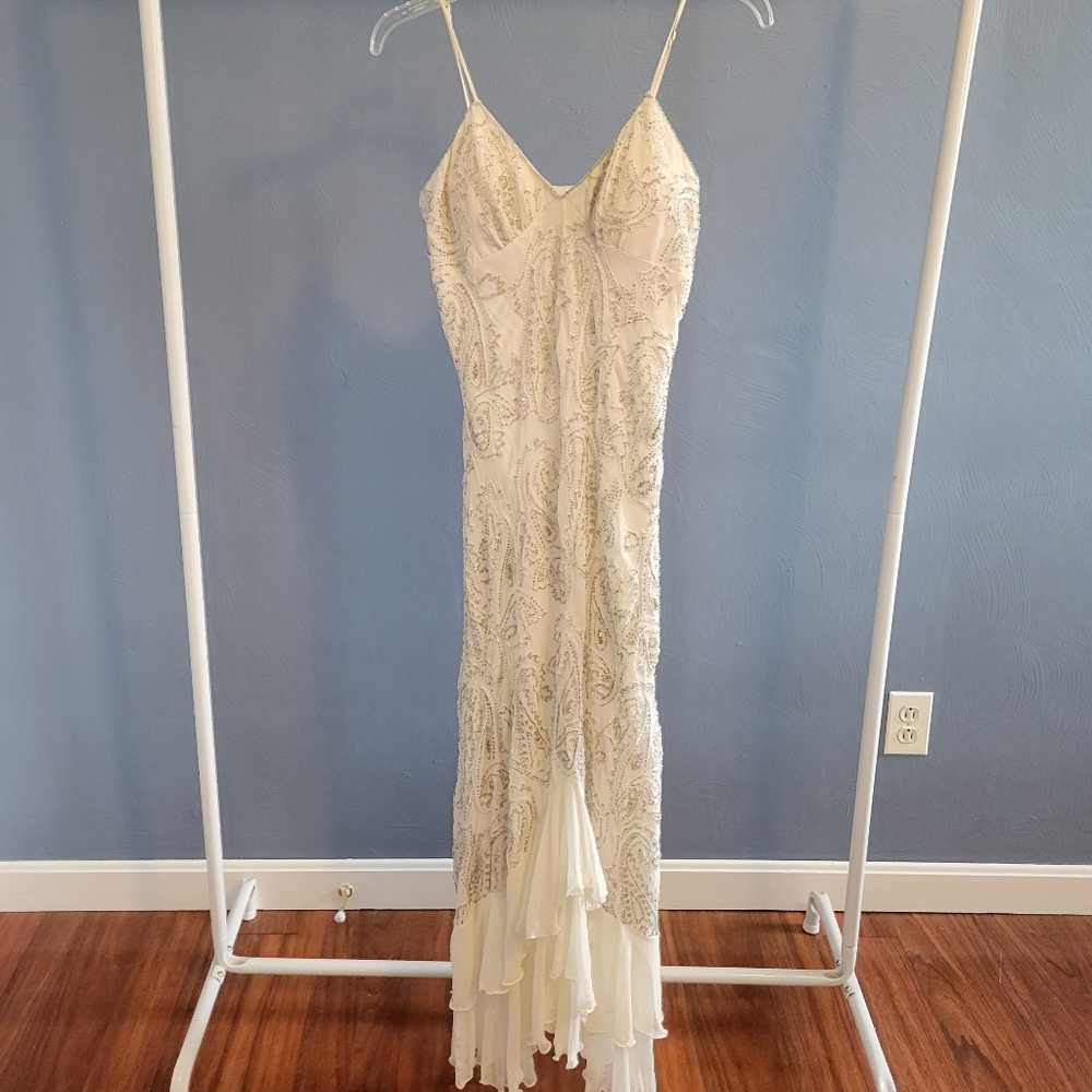 Beaded long gown,  ivory,  size 10